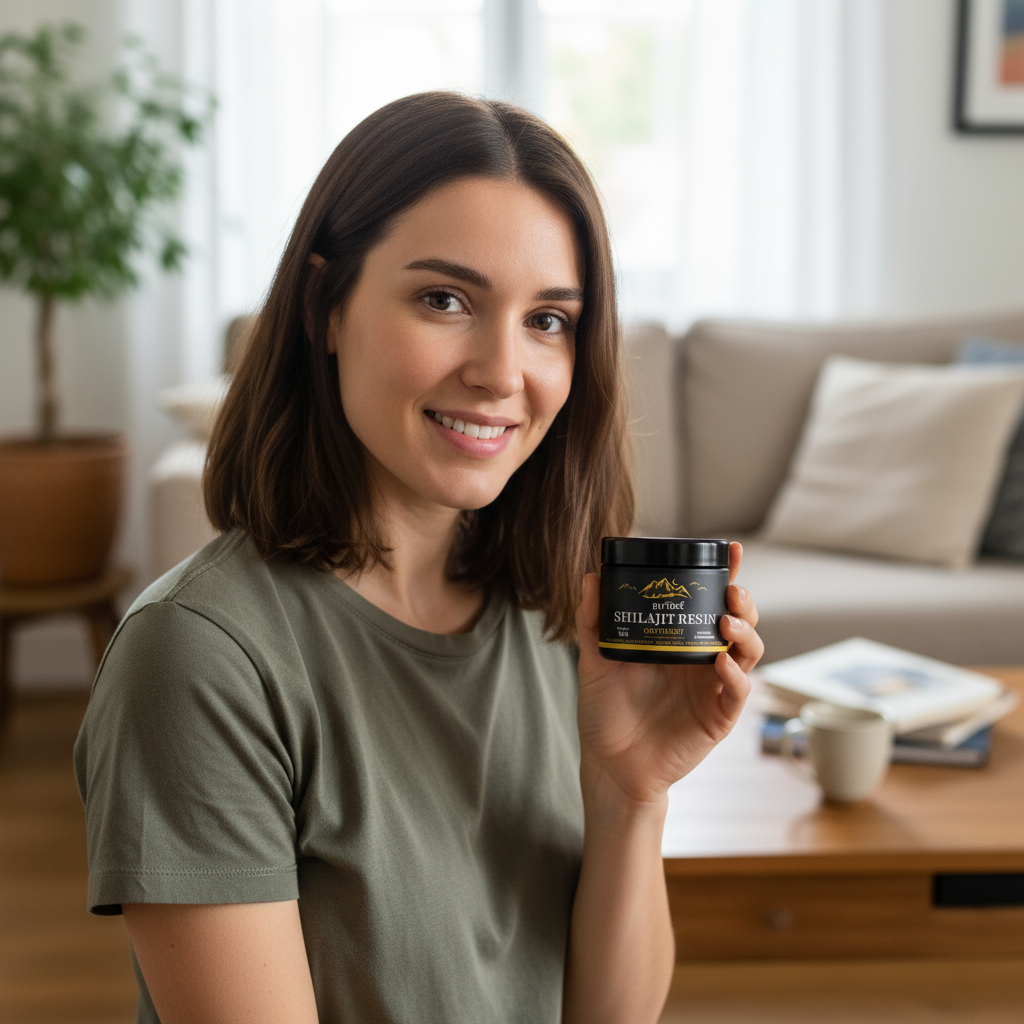 Mulher com Shilajit simples
